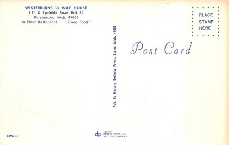 Winterburns 1/2 Way House (Halfway House Restaurant) - Vintage Postcard
